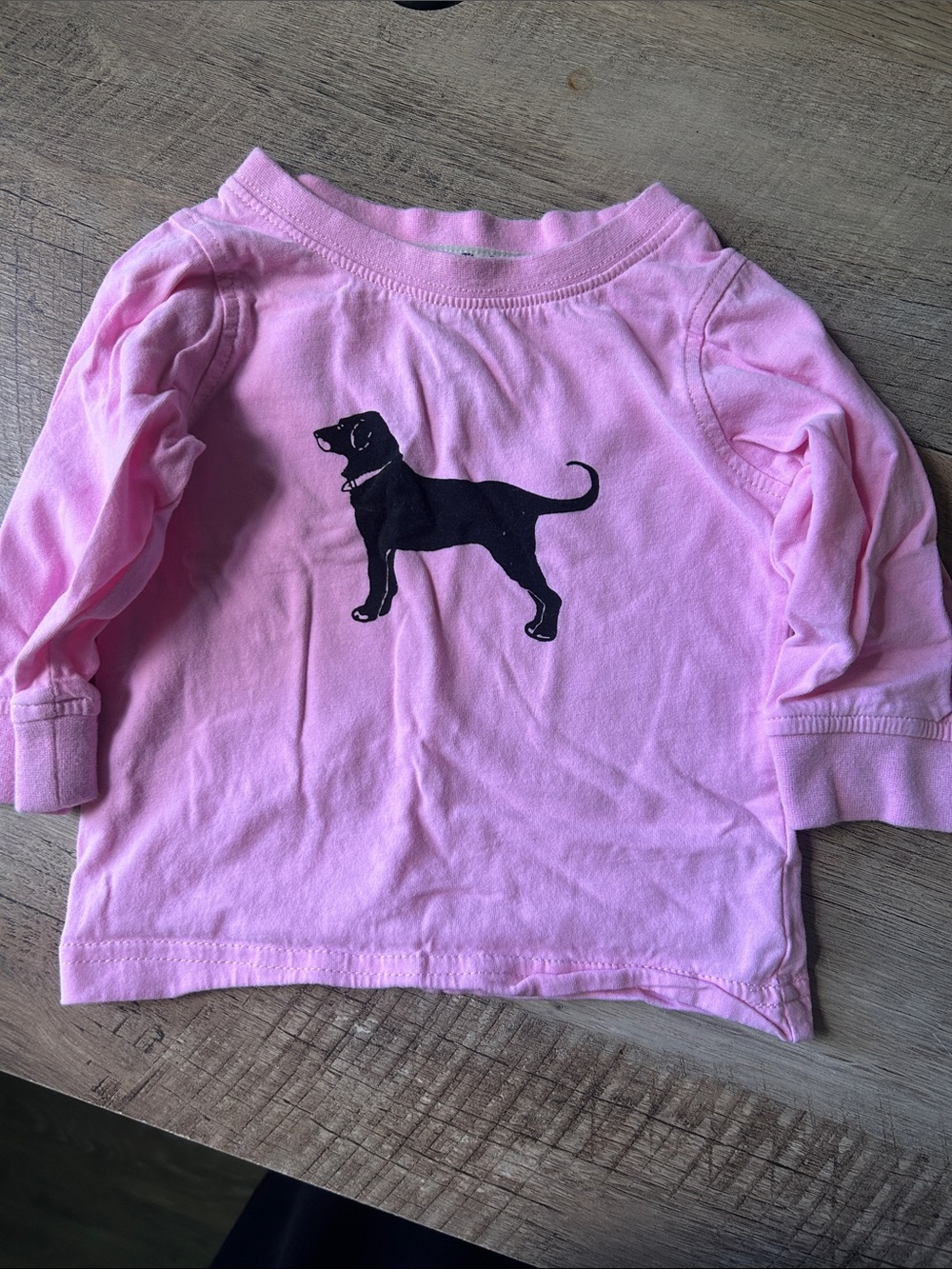 The Black Dog Kids Long-Sleeve Pink Tee with Black Dog Silhouette